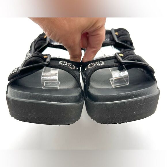 Gucci GG Crystal Embellished Platform Mash Dad Black Flat Sandals EU 38 US 8 - Picture 7 of 13